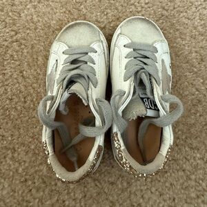Golden Goose Kids Super Star White and Gold Sneakers